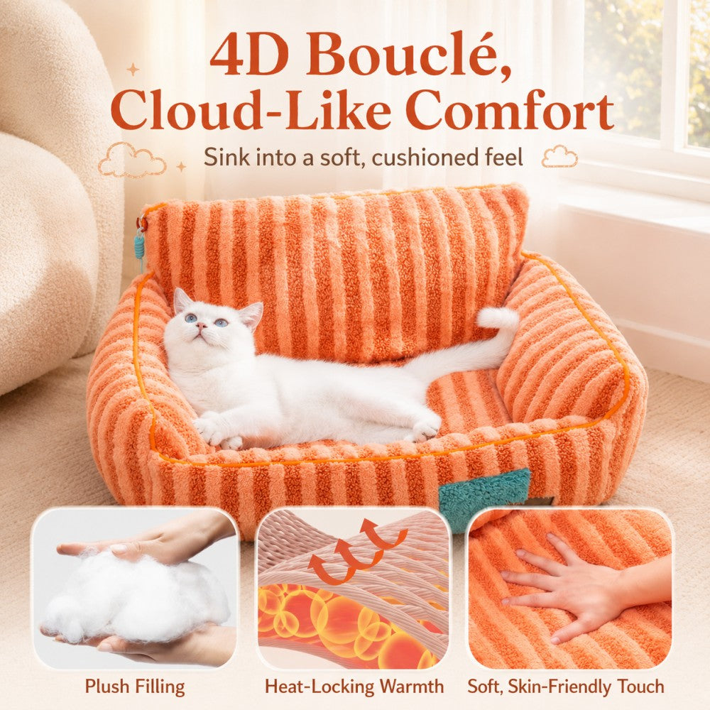 Cozy Plush Cat Sofa Bed – Winter Warm, Removable and Adjustable