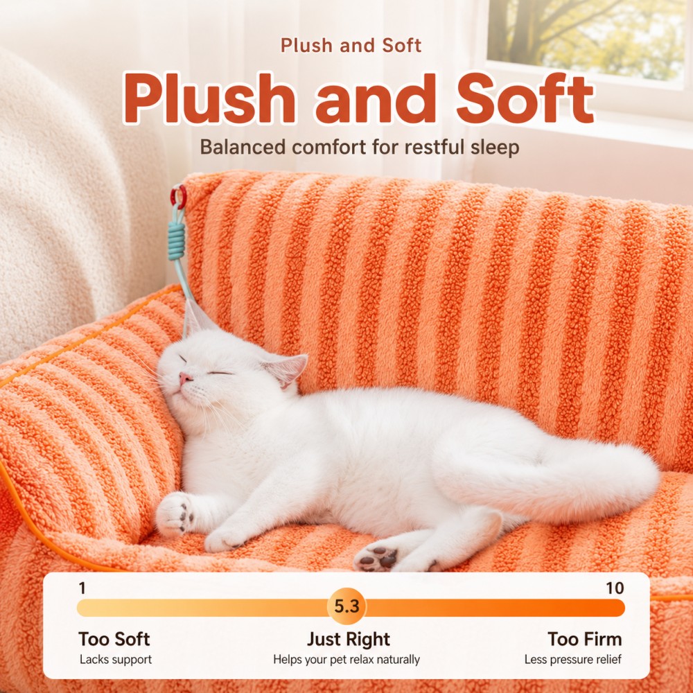 Cozy Plush Cat Sofa Bed – Winter Warm, Removable and Adjustable