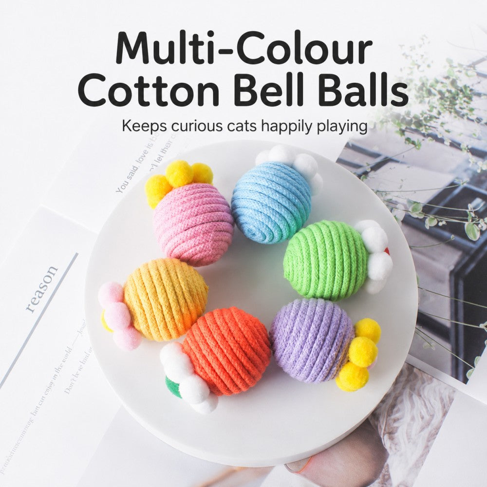 Dopamine Colour Plush Rope Cat Toy Ball – Interactive Self-Play Toy