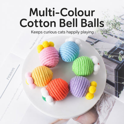 Dopamine Colour Plush Rope Cat Toy Ball – Interactive Self-Play Toy