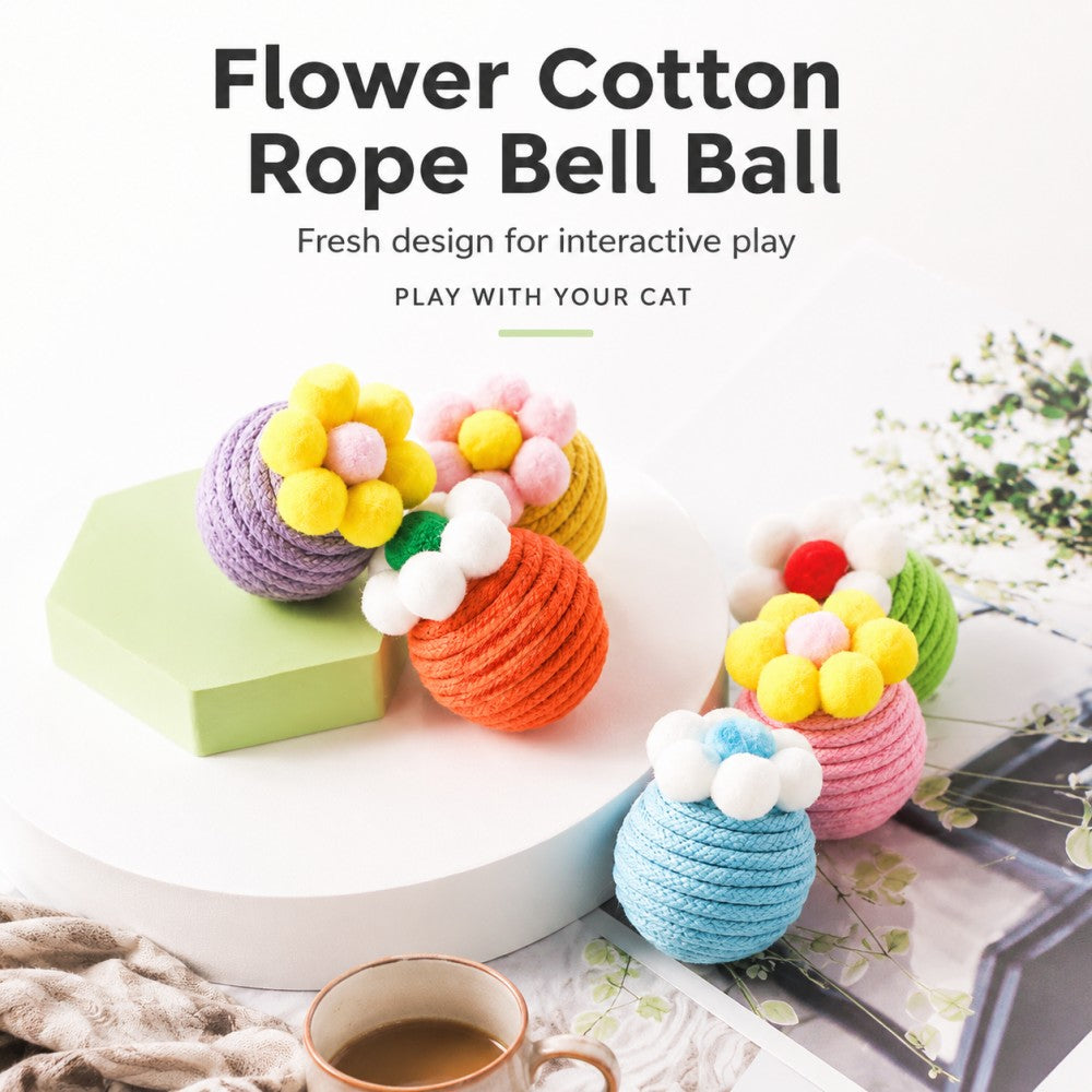 Dopamine Colour Plush Rope Cat Toy Ball – Interactive Self-Play Toy