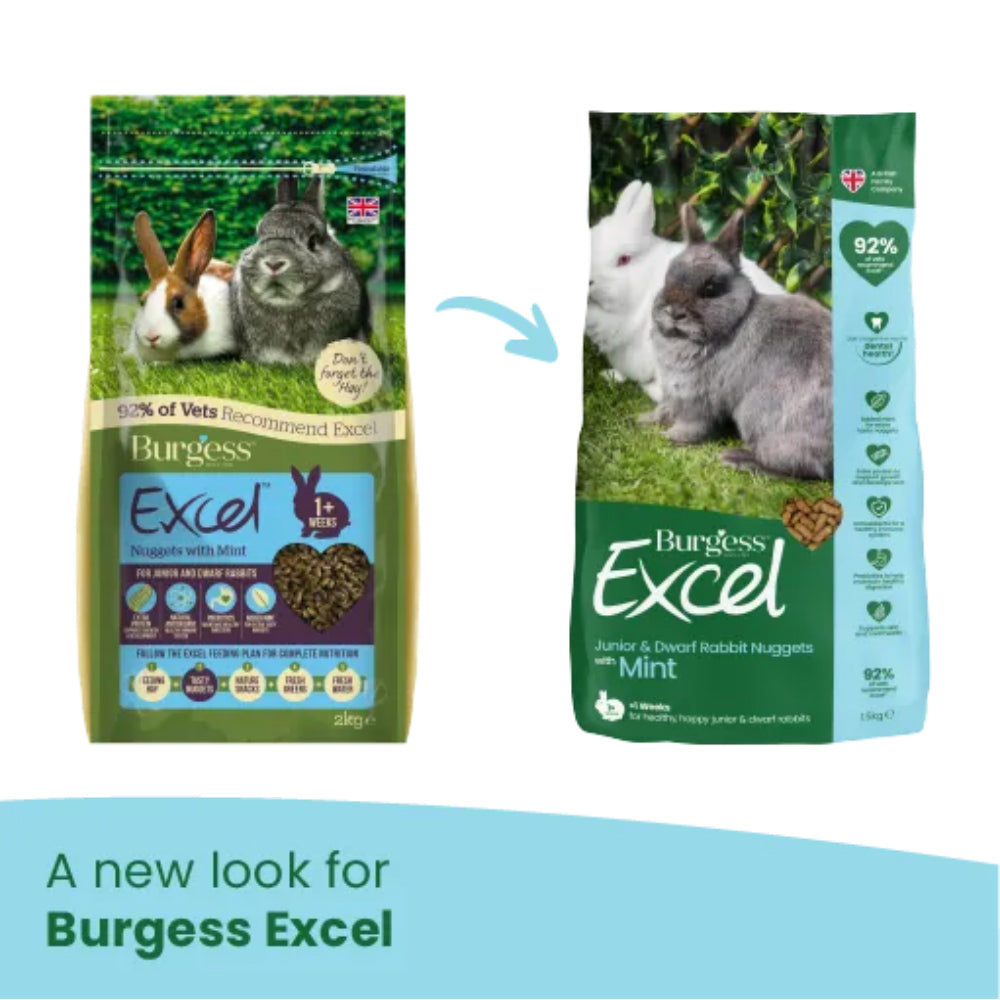 BURGESS Excel Junior and Dwarf Rabbit Nuggets with Mint 1.5kg