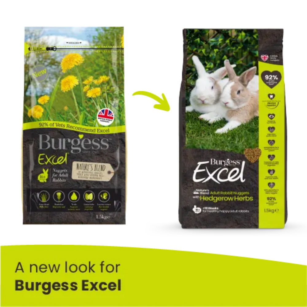 BURGESS Excel Natures Blend Adult Rabbit Food with Hedgerow Herbs 1.5kg
