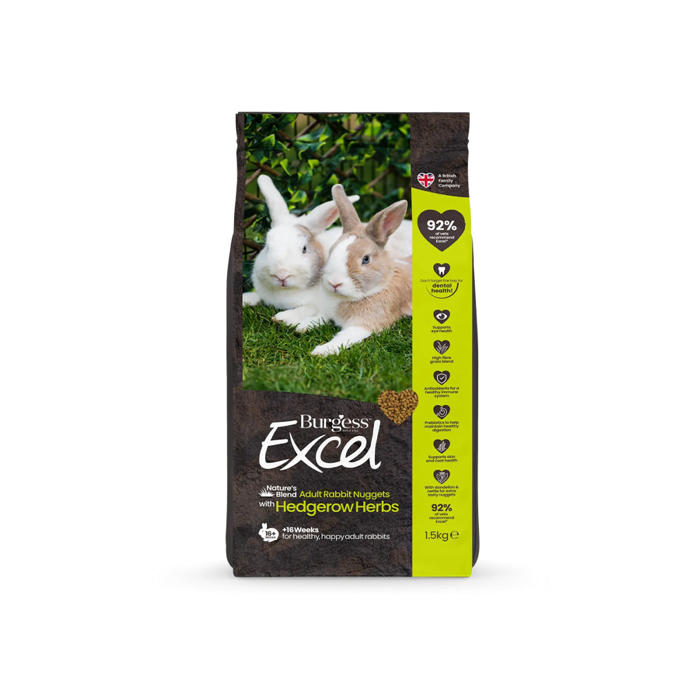 BURGESS Excel Natures Blend Adult Rabbit Food with Hedgerow Herbs 1.5kg