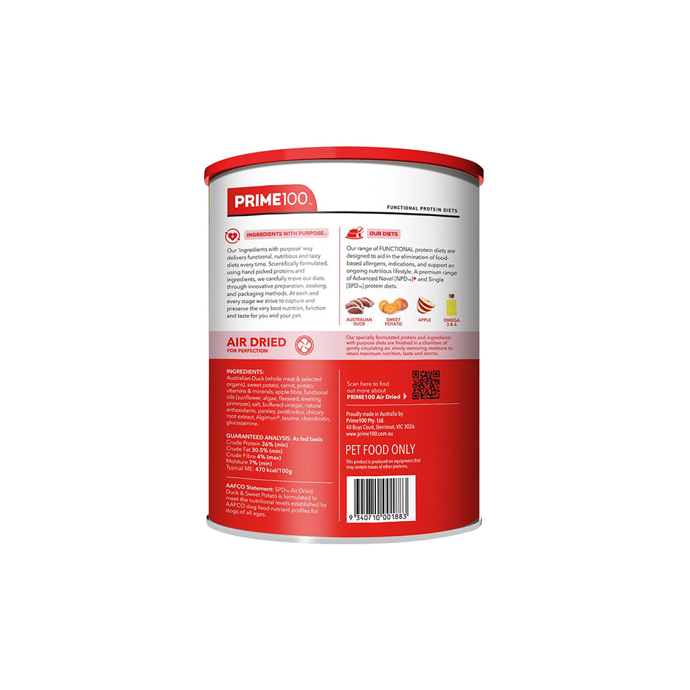PRIME100 SPD Air Dried Duck & Sweet Potato Dog Food