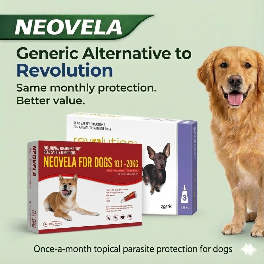 NEOVELA Flea And Worming For Dogs 10.1-20kg 4x1.0mL Tubes Red