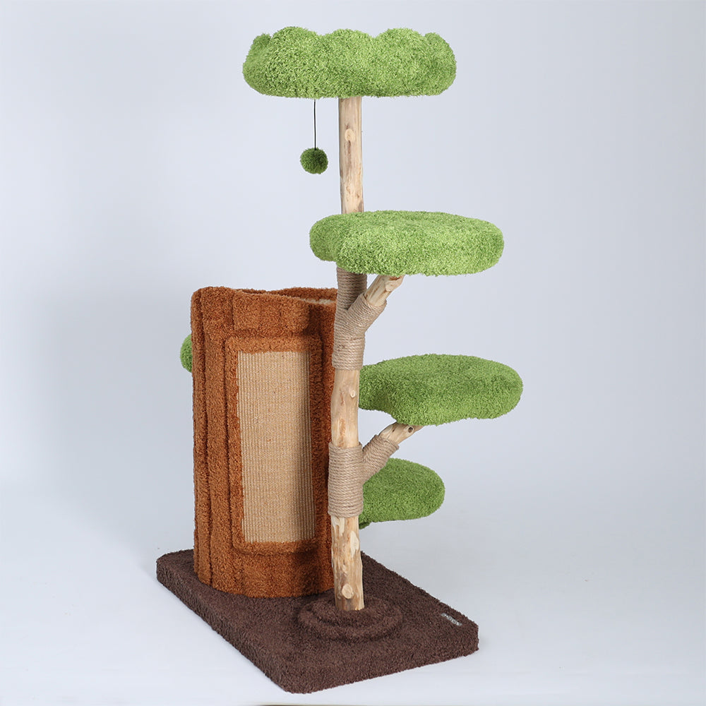 CMISSTREE Five-Level Tree Hollow Solid Wood Cat Tree