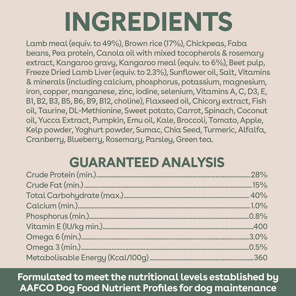 PURE LIFE Freeze-Dried Raw-Coated Lamb & Kangaroo Adult Dry Dog Food