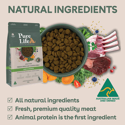 PURE LIFE Freeze-Dried Raw-Coated Lamb & Kangaroo Adult Dry Dog Food