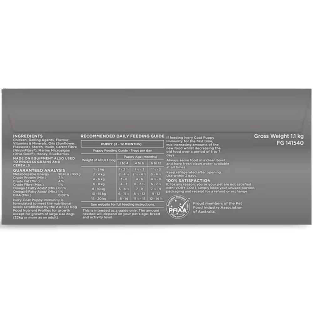 IVORY COAT Inspired By Raw Immunity Wet Puppy Food 100g x 9