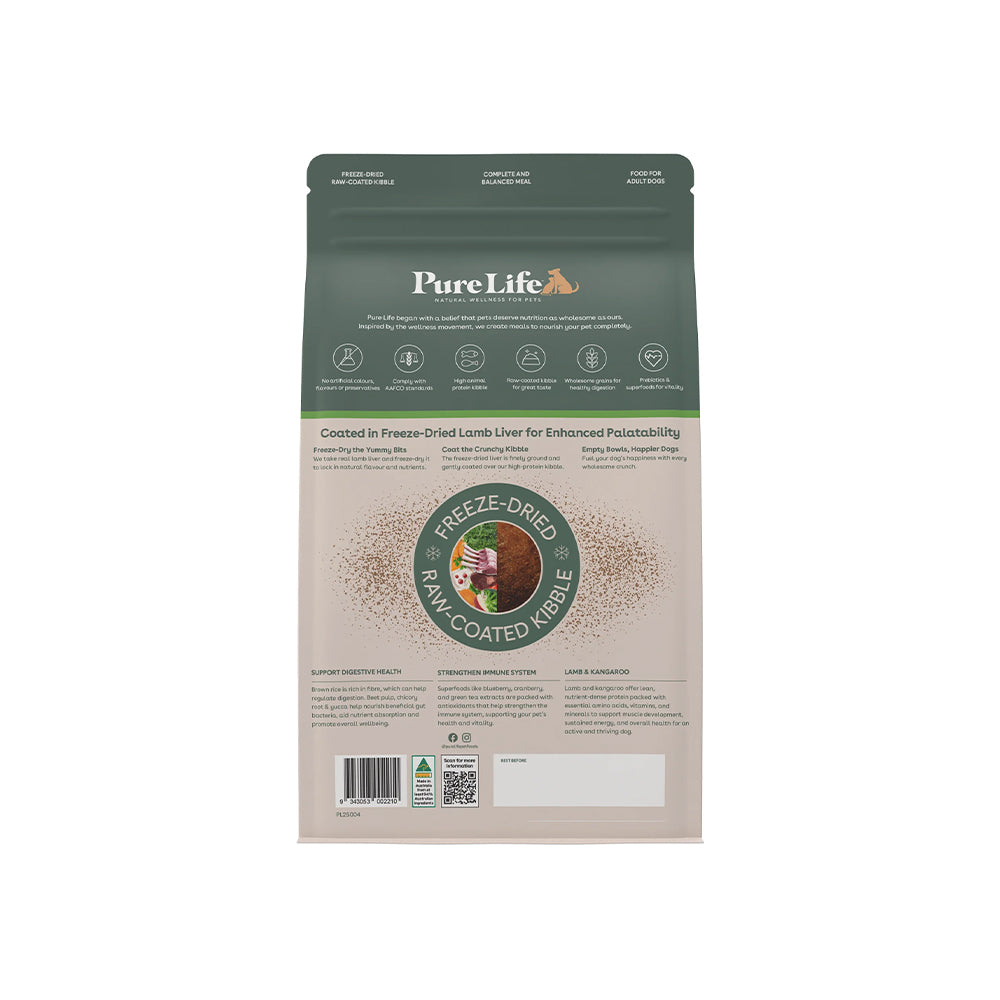 PURE LIFE Freeze-Dried Raw-Coated Lamb & Kangaroo Adult Dry Dog Food