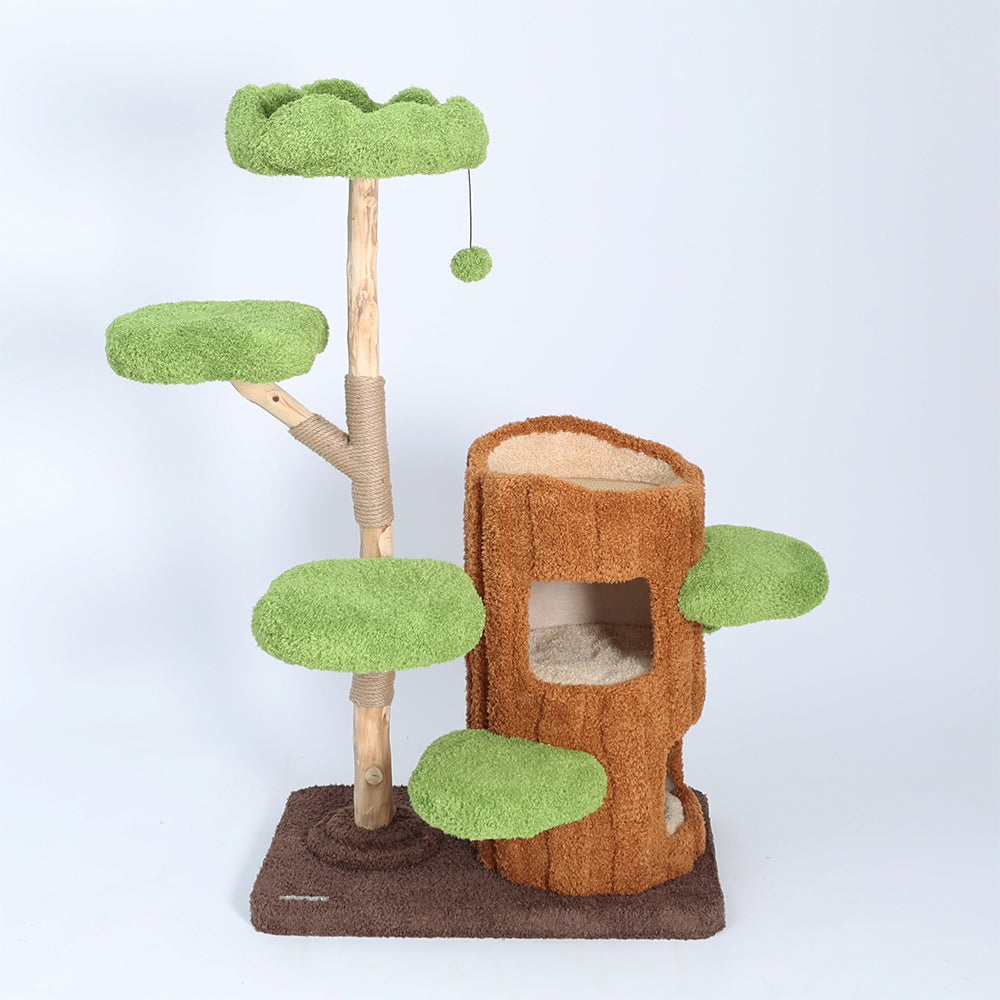 CMISSTREE Five-Level Tree Hollow Solid Wood Cat Tree