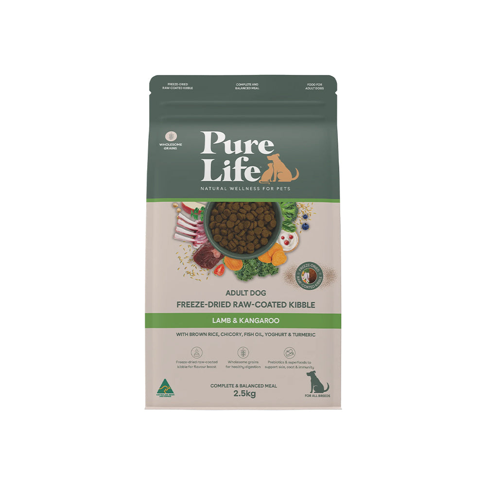 PURE LIFE Freeze-Dried Raw-Coated Lamb & Kangaroo Adult Dry Dog Food