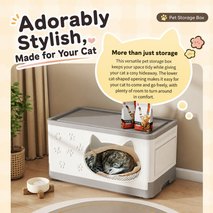 Two-Level Cat Condo with Built-In Storage Cabinet – Free-Access Design
