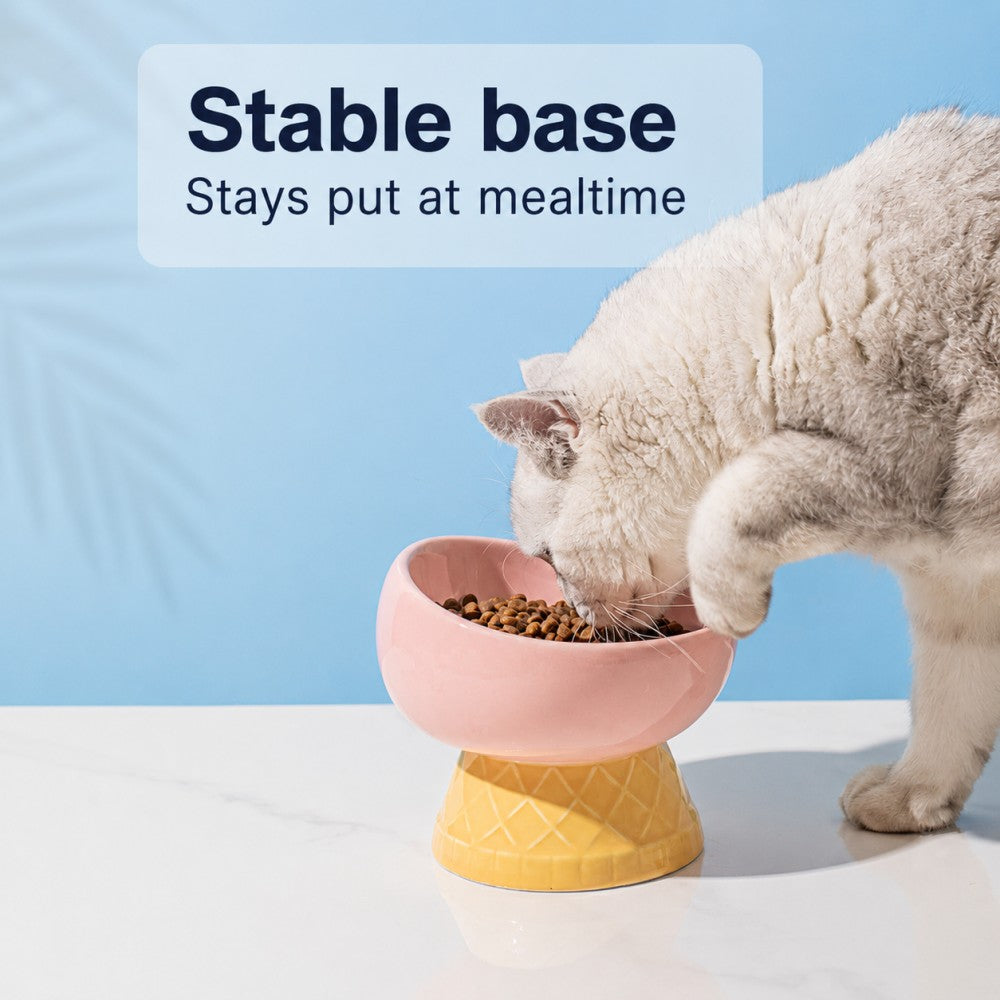 Ceramic Pet Bowl – Slanted, Neck-Friendly, Anti-Spill