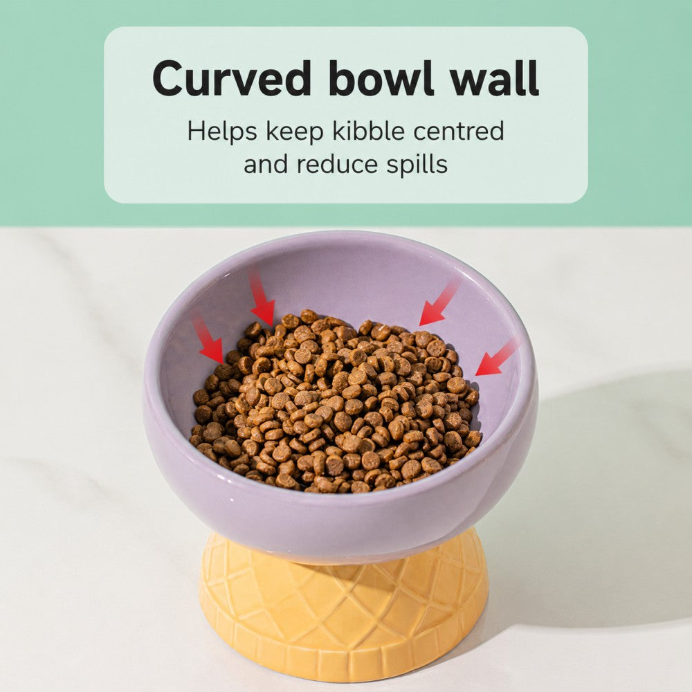 Ceramic Pet Bowl – Slanted, Neck-Friendly, Anti-Spill