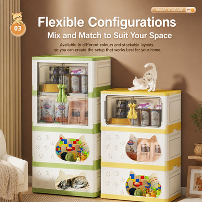 Two-Level Cat Condo with Built-In Storage Cabinet – Free-Access Design