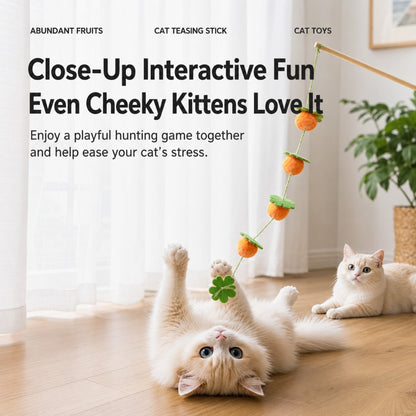 Interactive Wooden Cat Wand – Bell Teaser Toy for Indoor Cats