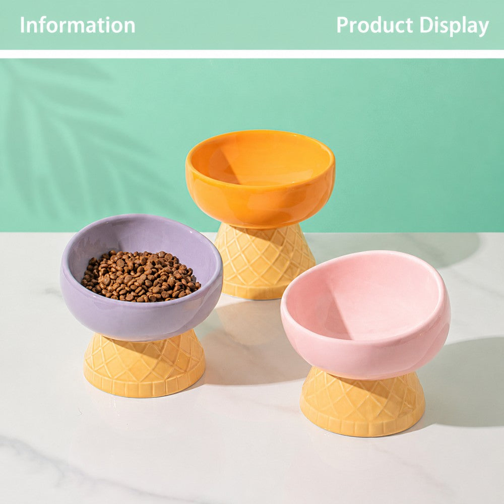 Ceramic Pet Bowl – Slanted, Neck-Friendly, Anti-Spill