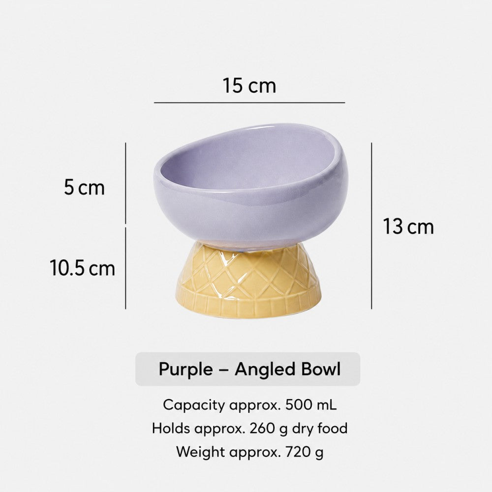 Ceramic Pet Bowl – Slanted, Neck-Friendly, Anti-Spill