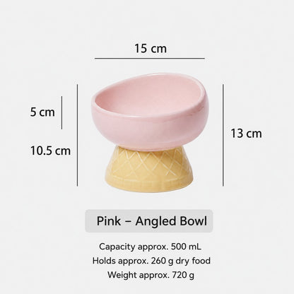 Ceramic Pet Bowl – Slanted, Neck-Friendly, Anti-Spill
