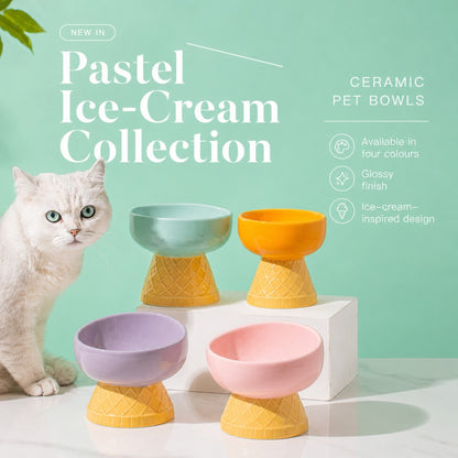 Ceramic Pet Bowl – Slanted, Neck-Friendly, Anti-Spill