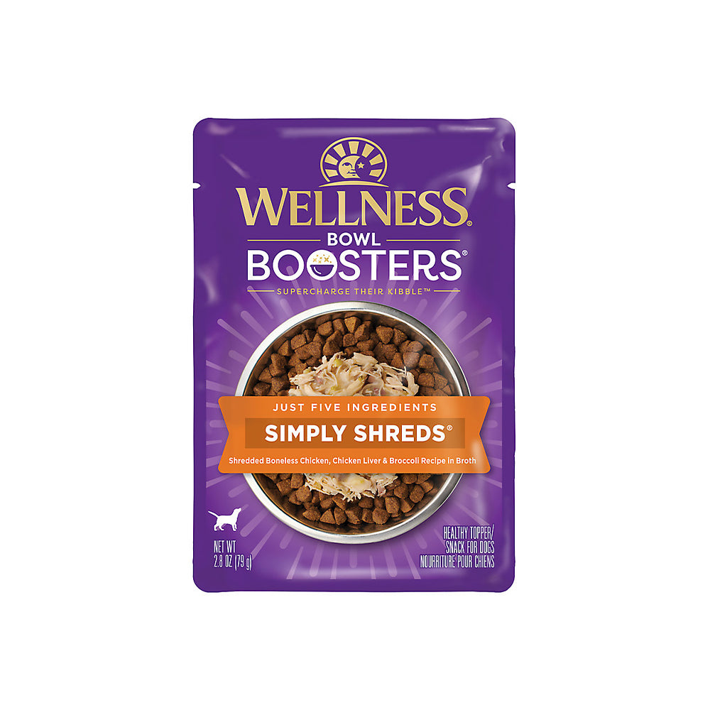 WELLNESS Core Simply Shreds Shredded Boneless Chicken, Chicken Liver & Broccoli  Wet Dog Food 79g x 12