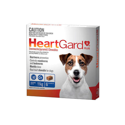 HEARTGARD Plus Blue Dewormer Dog Chewables for Small Dogs (0-11kg) 6pcks