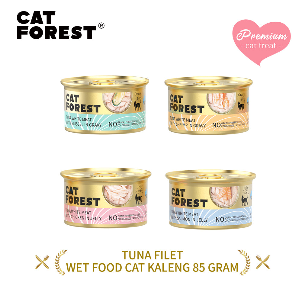 CAT FOREST Premium Tuna White Meat with Shrimp in Gravy Canned Cat Food 85g