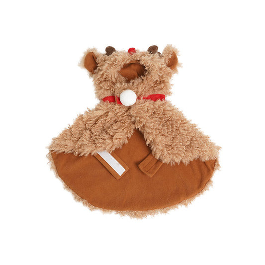ZEZE Christmas Plush Reindeer Pet Cape Costume
