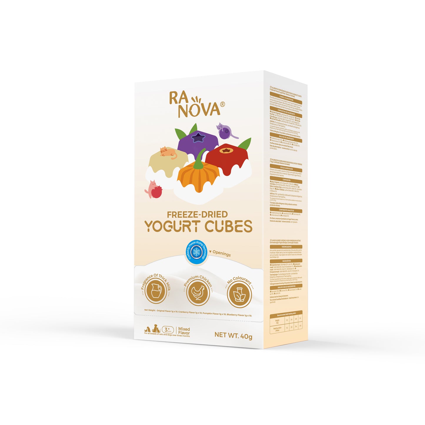 RANOVA Yogurt Cubes Mixed Flavor Freeze Dried Pet Treats 40g