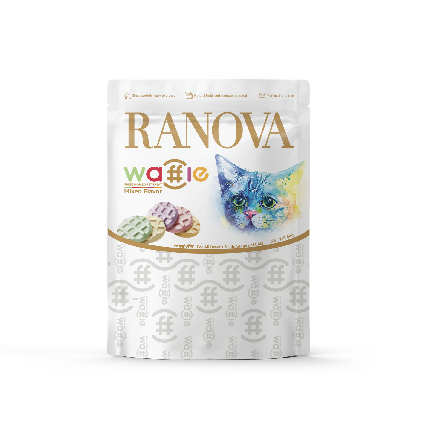 RANOVA Waffles Mixed Flavor Freeze Dried Cat Treats 60g