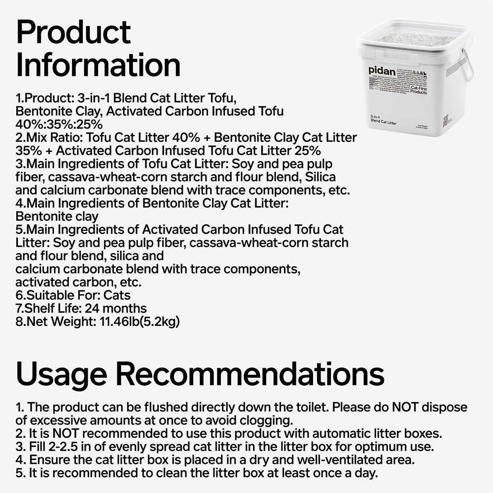 PIDAN 3-in-1 Mixed Cat Litter 5.2kg Reusable Bucket