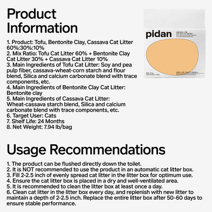 PIDAN Composite Cat Litter - 7L/3.6Kg New (Original Tofu+Bentonite+Cassava)