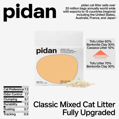 PIDAN Composite Cat Litter - 7L/3.6Kg New (Original Tofu+Bentonite+Cassava)