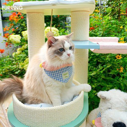 HONEYPOTCAT PURRING Multi-Tier Plush & Sisal Deluxe Cat Tree - 153cm - Macaron Edition mac182531mun