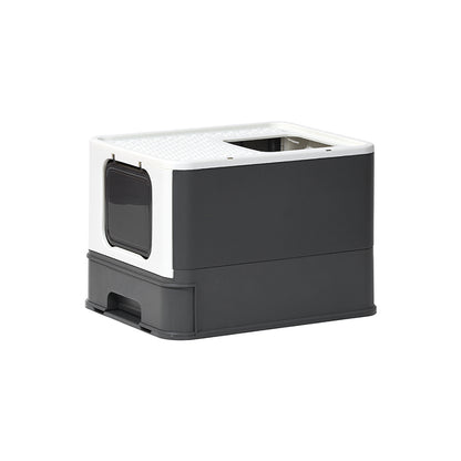 PAKEWAY Foldable Enclosed Cat Litter Box