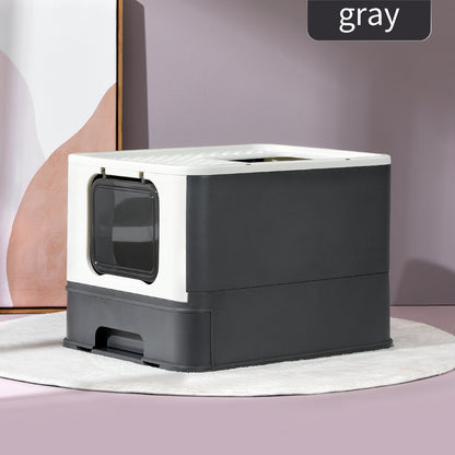 PAKEWAY Foldable Enclosed Cat Litter Box