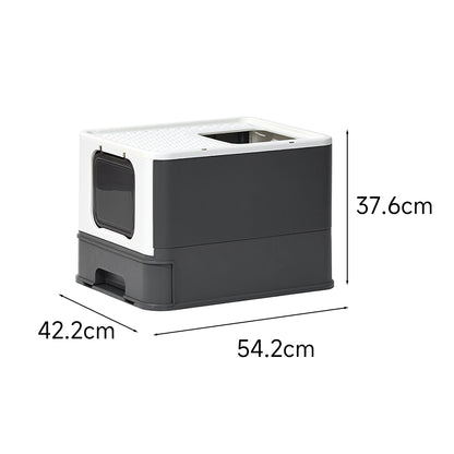 PAKEWAY Foldable Enclosed Cat Litter Box