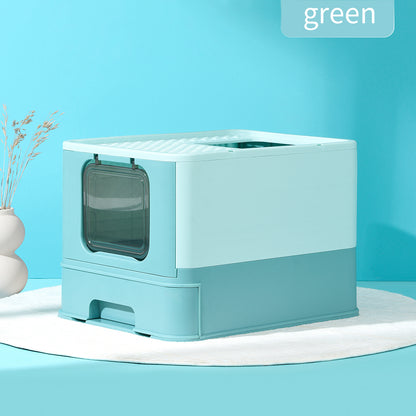 PAKEWAY Foldable Enclosed Cat Litter Box