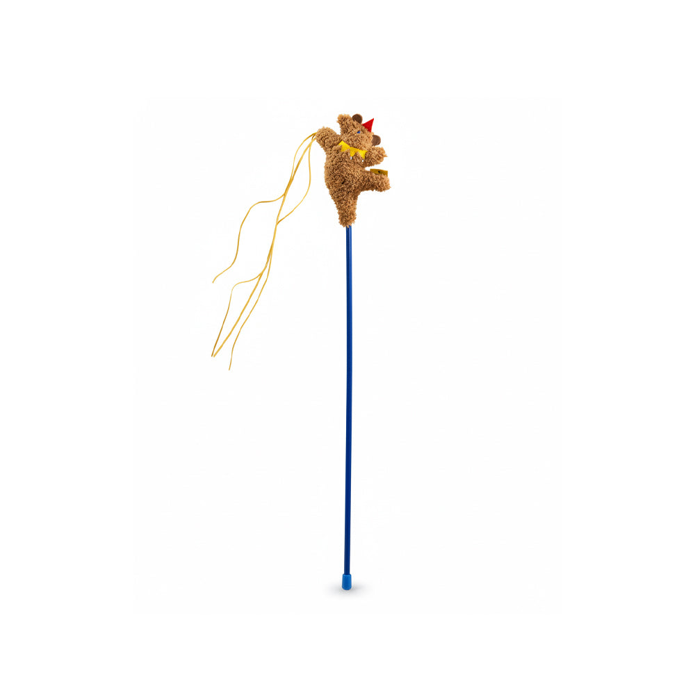 Circus Cat Teaser Wand - Interactive Feather Toy With Bell & Crinkle Sound