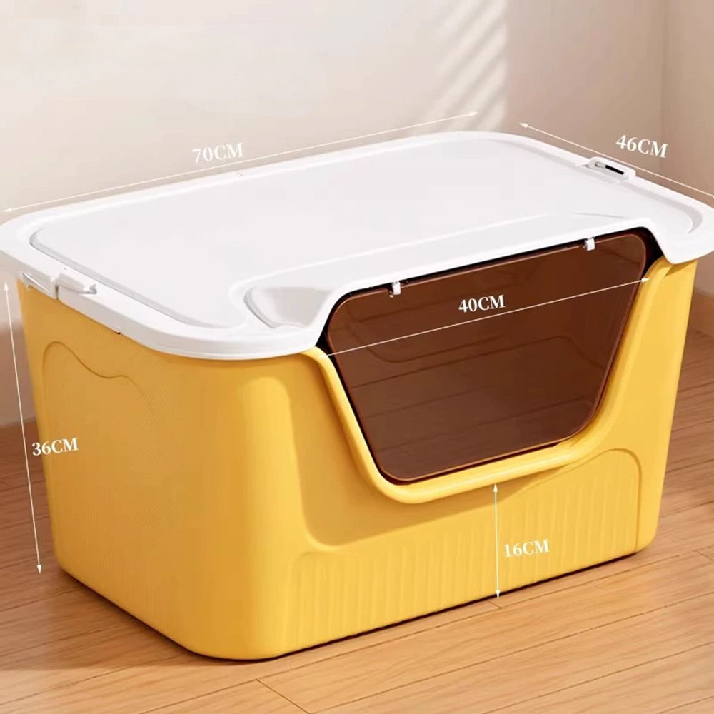 Extra Large Enclosed Cat Litter Box - High-Sided Design - 70x46x36cm