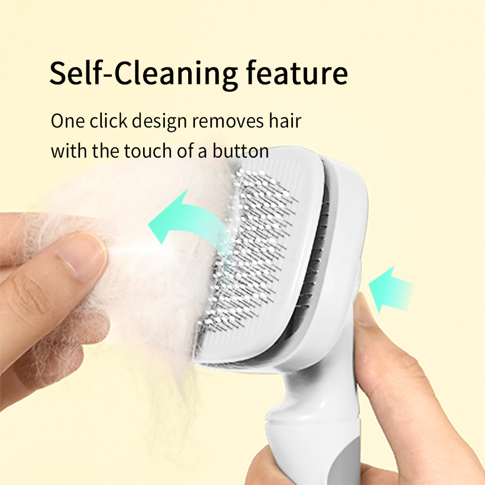 PAKEWAY T10 Self Cleaning Slicker Brush - Grey & White - Standard Version