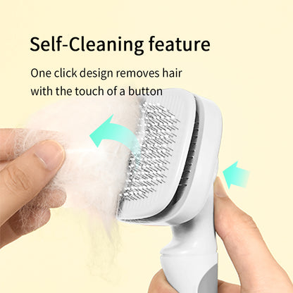 PAKEWAY T10 Self Cleaning Slicker Brush - Grey & White - Standard Version