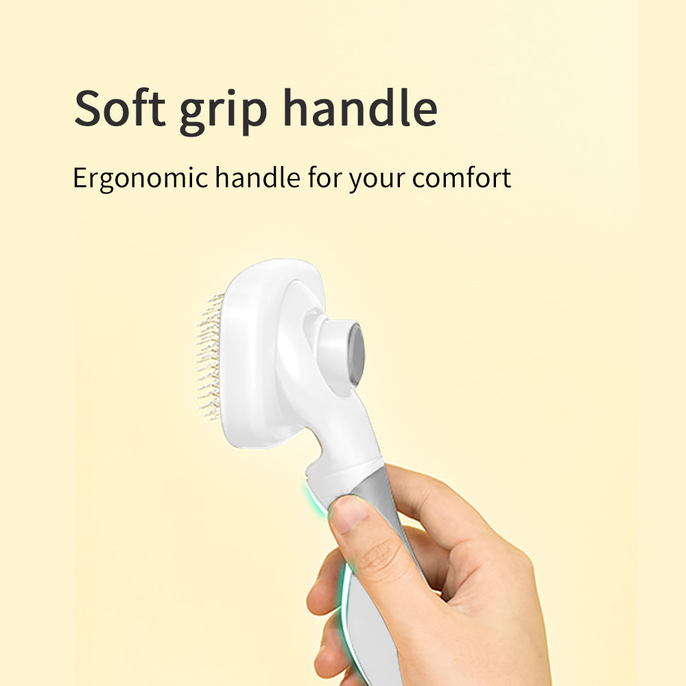 PAKEWAY T10 Self Cleaning Slicker Brush - Grey & White - Standard Version