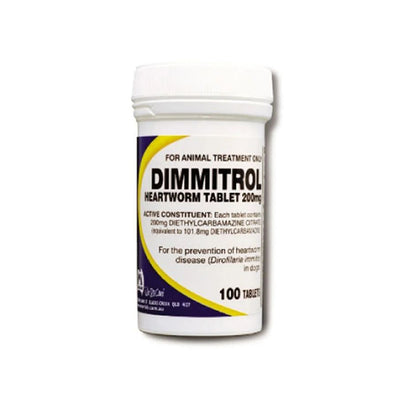 FIDO'S Dimmitrol Heartworm Dog Treatment (200mg x 100tabs)
