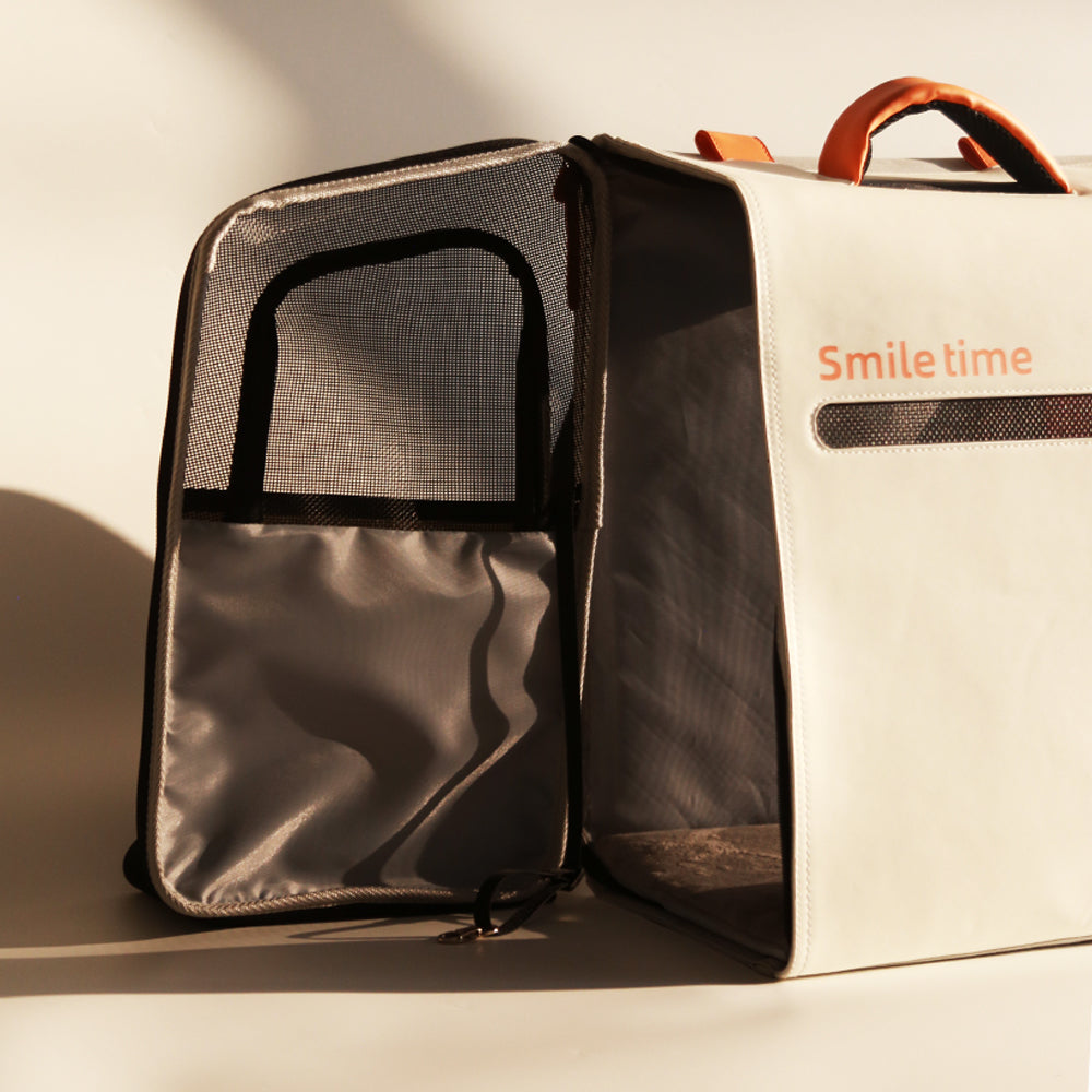 SMILE TIME Dove Grey Foldable Backpack Pet Carrier 38x27x42cm