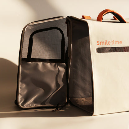 SMILE TIME Dove Grey Foldable Backpack Pet Carrier 38x27x42cm