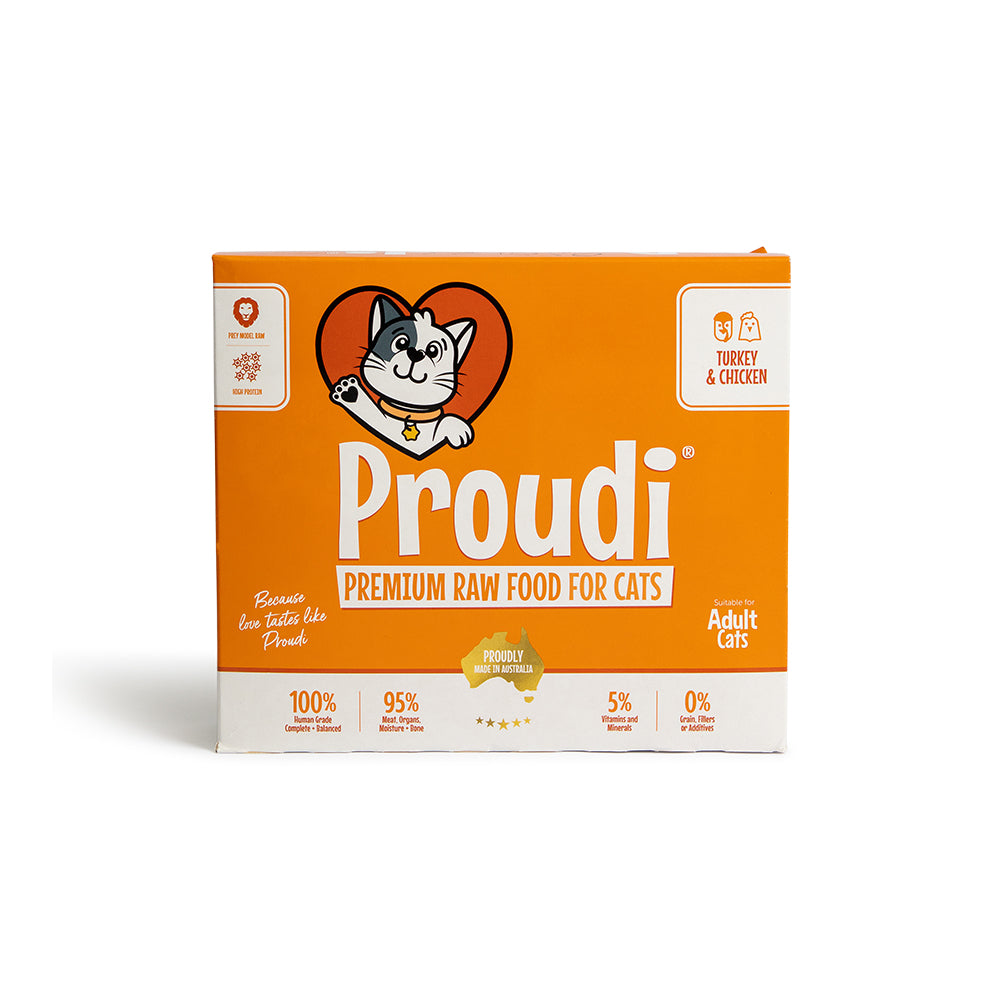 PROUDI Premium Frozen Turkey & Chicken Raw Cat Food 1.08Kg