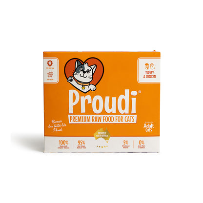 PROUDI Premium Frozen Turkey & Chicken Raw Cat Food 1.08Kg